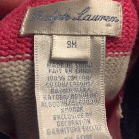 Ralph Lauren Zip-Up[ Sweater Size 9 Months - Picture 5 of 5